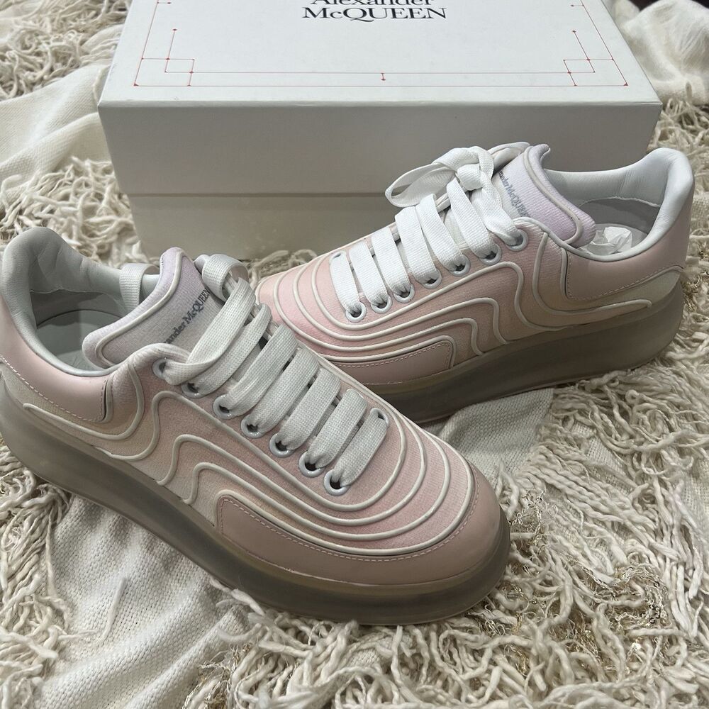 Alexander Mcqueen Oversized Womenâs Sneakers Waves Knit Pink Ombr 38 New